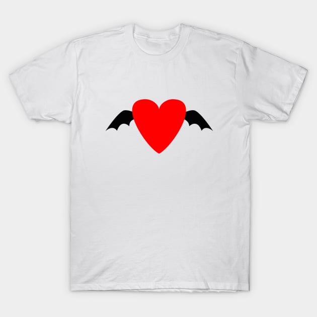 Dark Love, Batwing Heart, Bat Heart T-Shirt by Salaar Design Hub